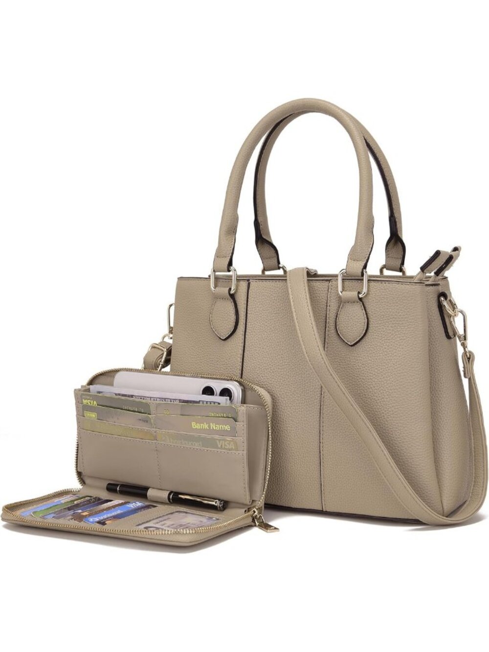 Stylish Women's Satchel Handbag & Wallet Set - Chic Tote Bag for Everyday Use